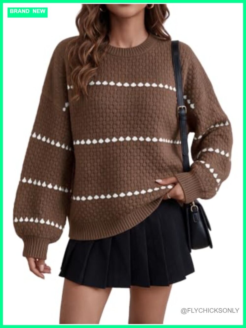 Oversized Chunky Knit Puff Sleeve Pullover Sweater Women